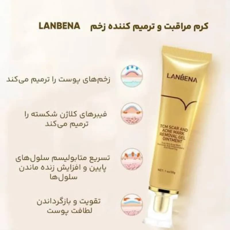 ژل ترمیم کننده جای جوش و زخم لانبنا Lanbena مدل TCM حجم 30 گرم — تصویر ۴