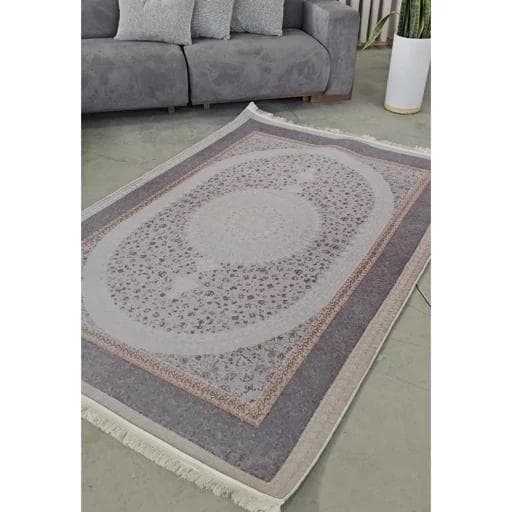 فرش چاپی طرح سنتی طوسی مخمل تُرک 4 متری کد h201 (پس کرایه)