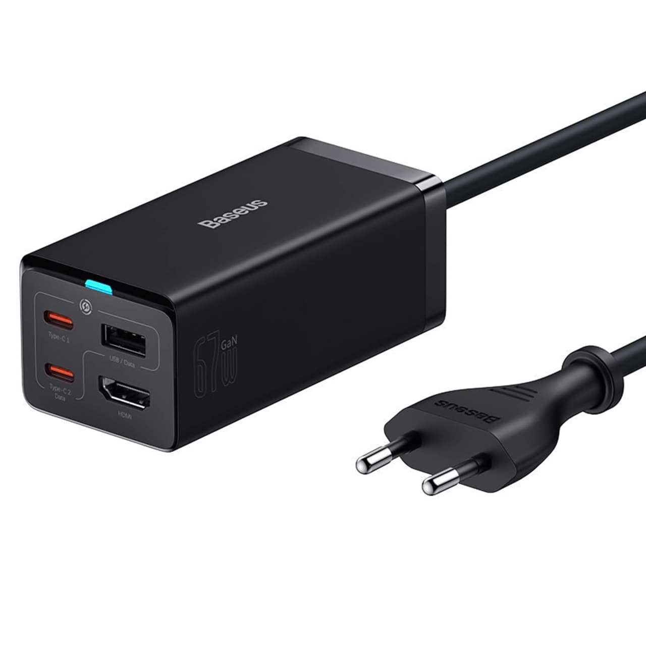 شارژر رومیزی بیسوس مدل CCGAN67-HDE با توان خروجی 67 وات و انتقال تصویر 4K