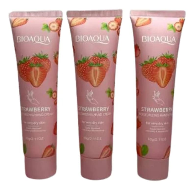 کرم مرطوب کننده دست توت فرنگی بیوآکوا BIOAQUA حجم 60 میلی لیتر