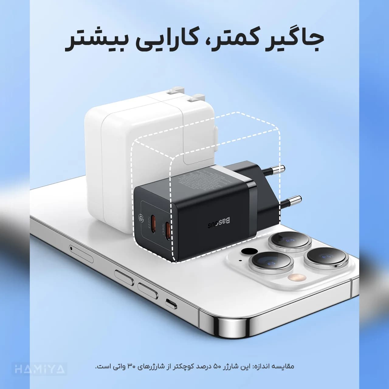 شارژر دیواری بیسوس مدل CCGAN40CE-M با توان خروجی 40 وات — تصویر ۴