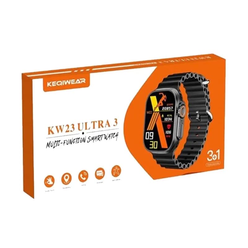 ساعت هوشمند مدل kw23 ultra3 با سه بند اضافه — تصویر ۲