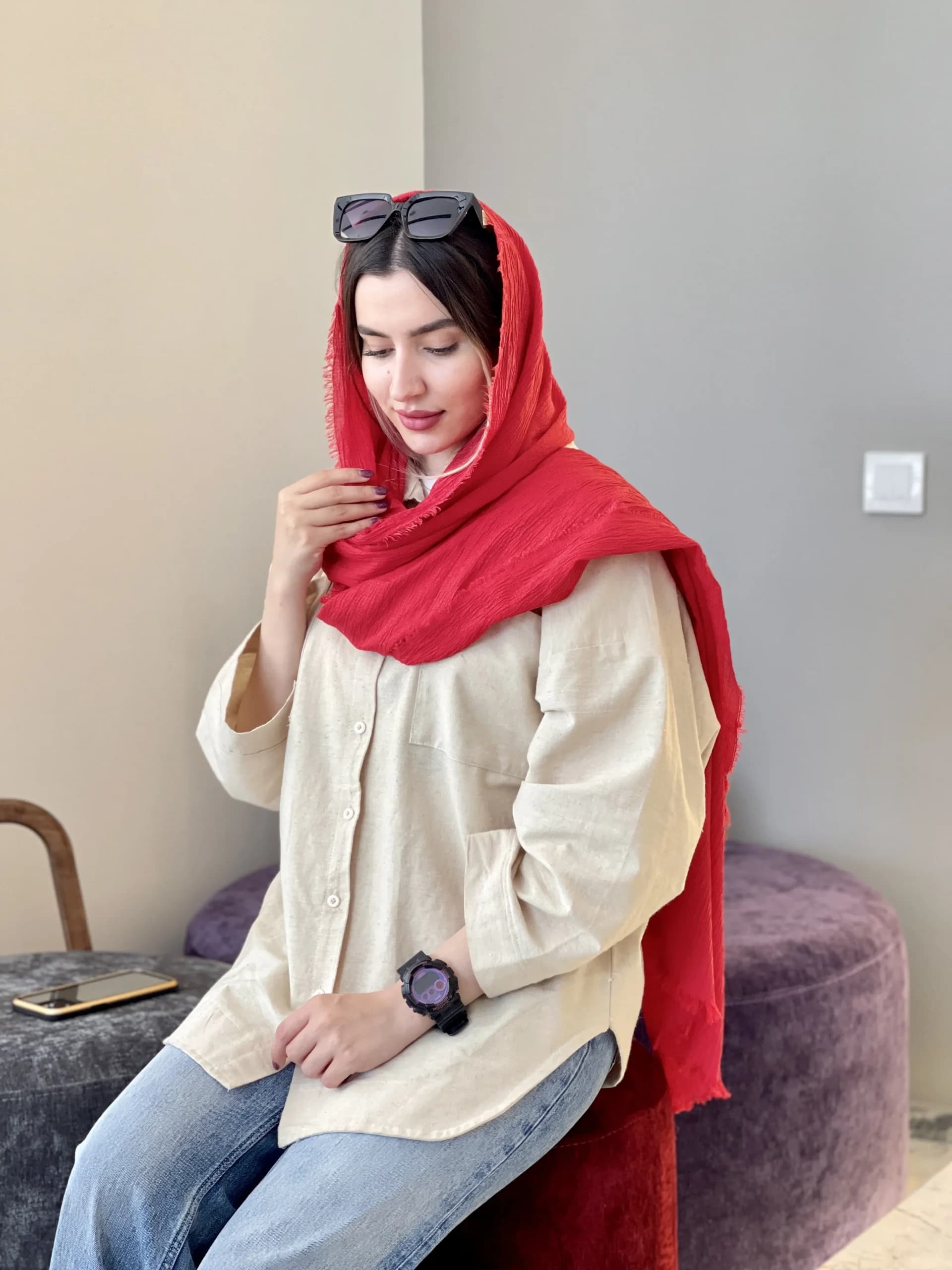 شال کتان حصیری — تصویر ۶