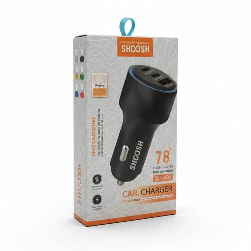 شارژر فندکی78وات سه پورت مدل SH807 از برند SHOOSH