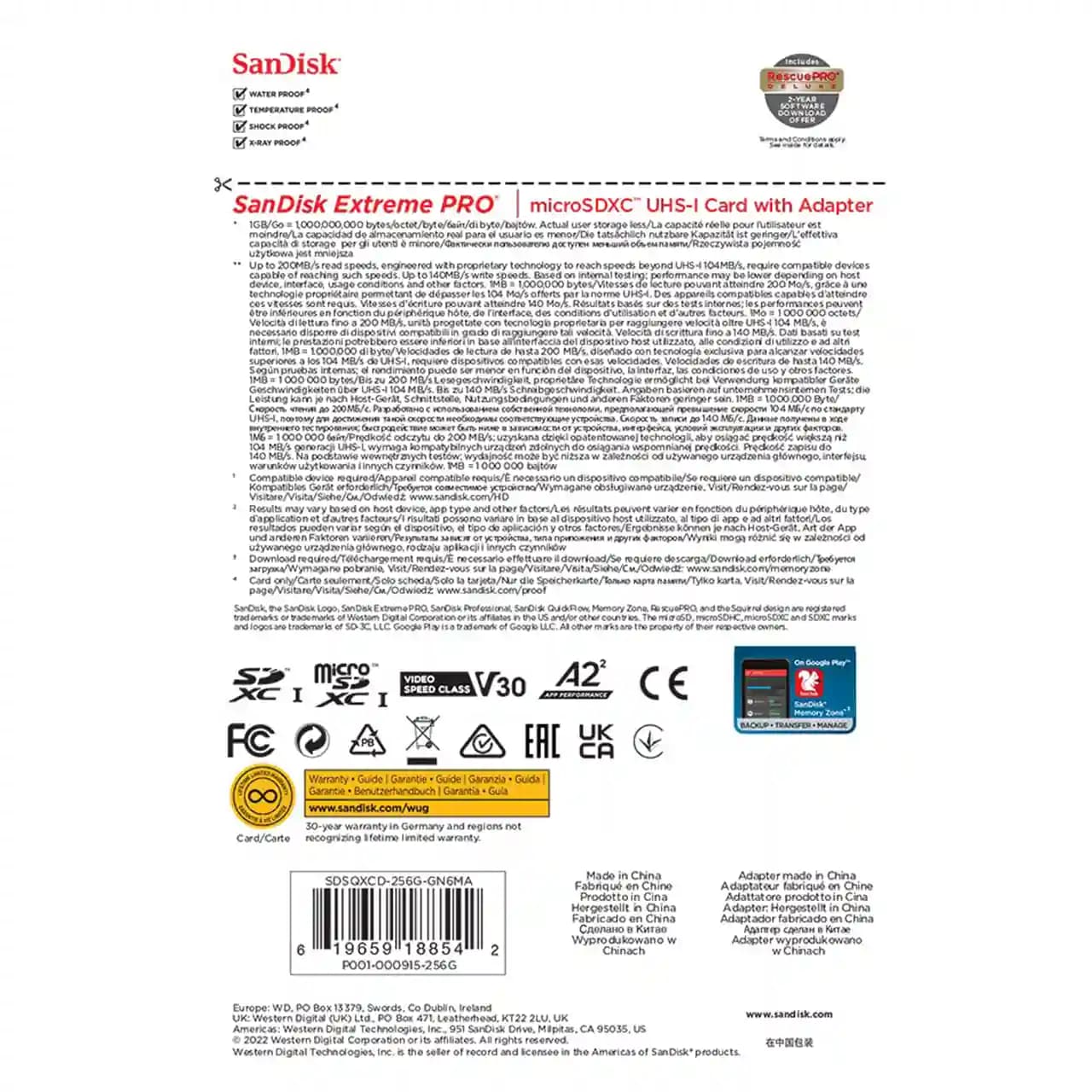 کارت حافظه MicroSDXC سن دیسک مدل Extreme PRO ظرفیت 256 گیگابایت 200MB/s — تصویر ۷