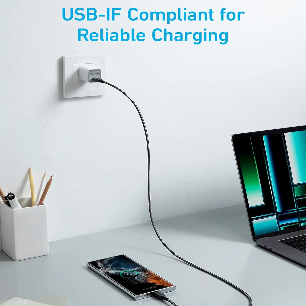 کابل تبدیل تایپ سی به تایپ سی انکر مدل A81F5 طول 90 سانتی‌متر — تصویر ۷