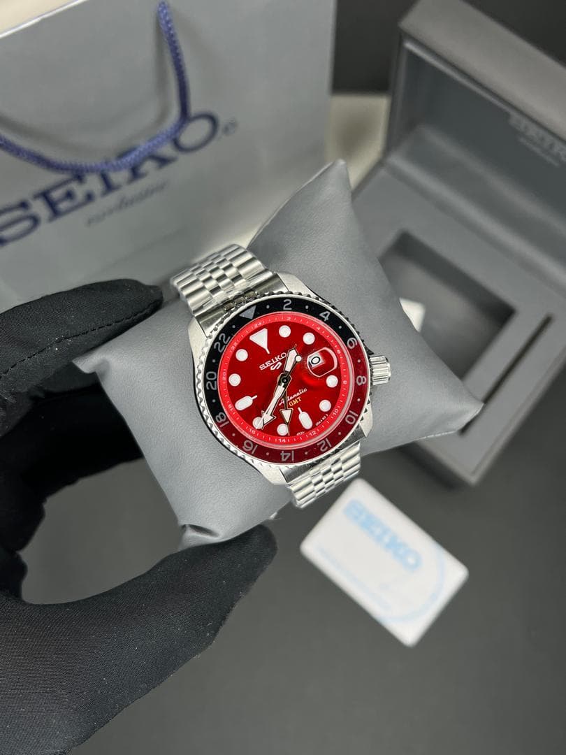 ساعت مردانه سیکو 5 جی ام تی اتوماتیک صفحه قرمز 021647 SEIKO 5 GMT