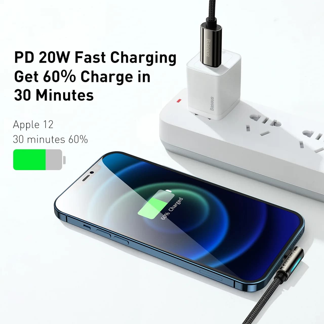 کابل تبدیل Type-C به Lightning بیسوس مدل CATLCS طول 2 متر — تصویر ۸