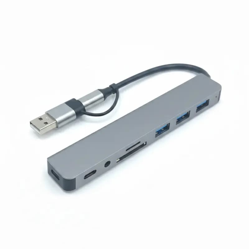 هاب هشت پورت USB 2 و تایپ سی تمام آلومینیومی