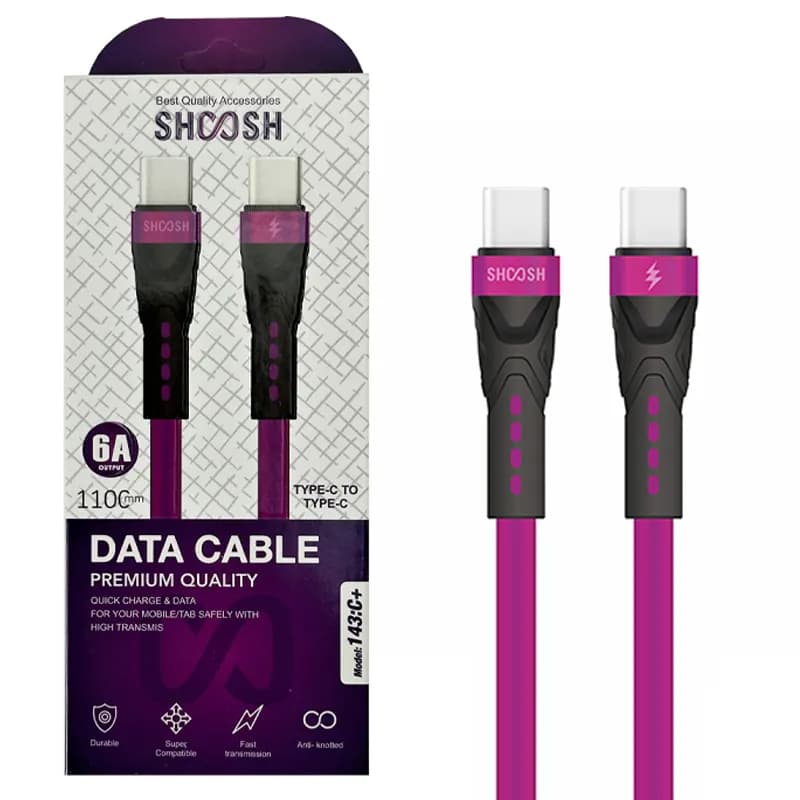 کابل شارژ pvc فست شارژ Type-c to Type-c مدل +143C از برند SHOOSH
