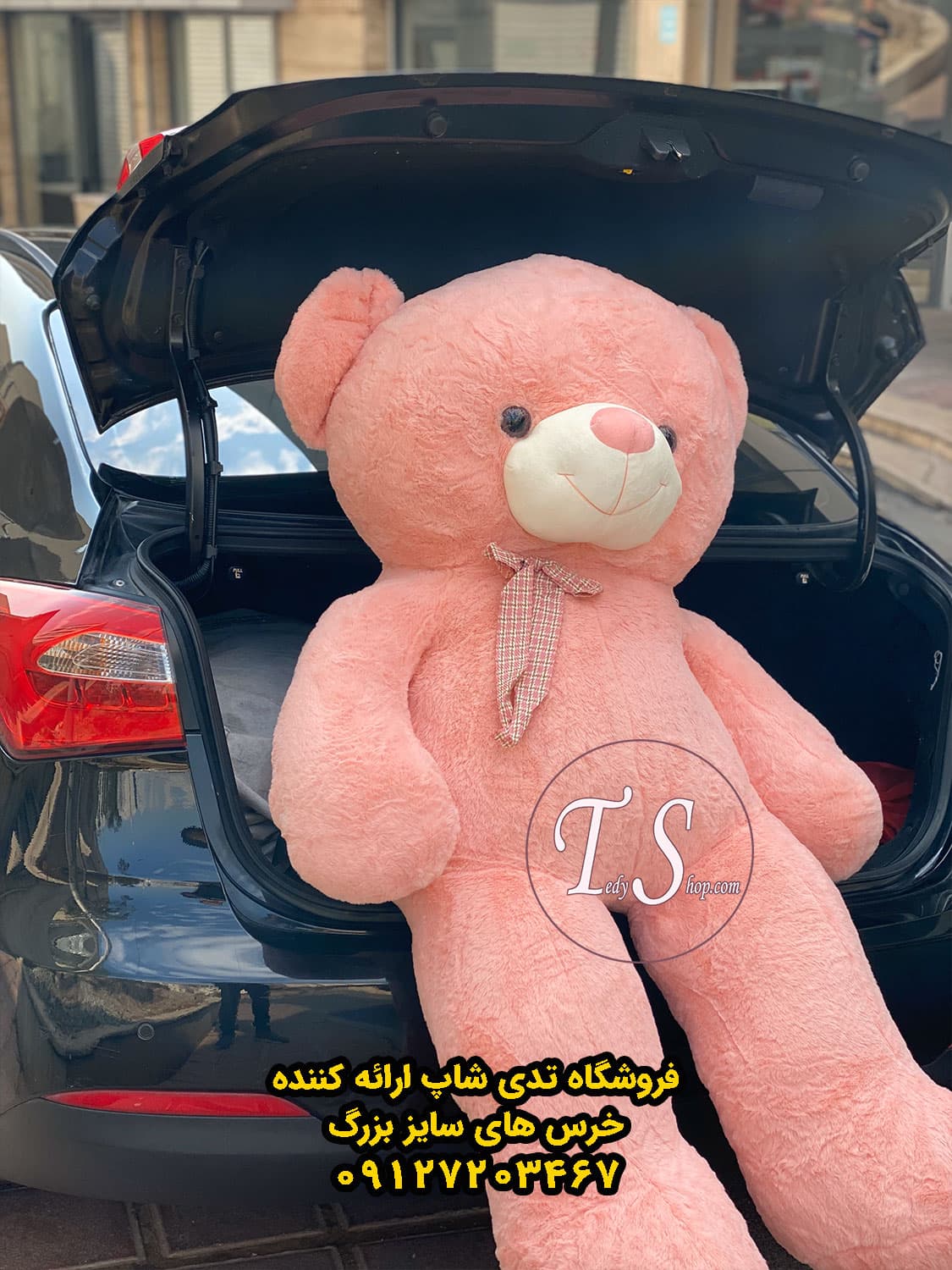خرس بزرگ صورتی 170 سانتی گلبه ایی — تصویر ۳