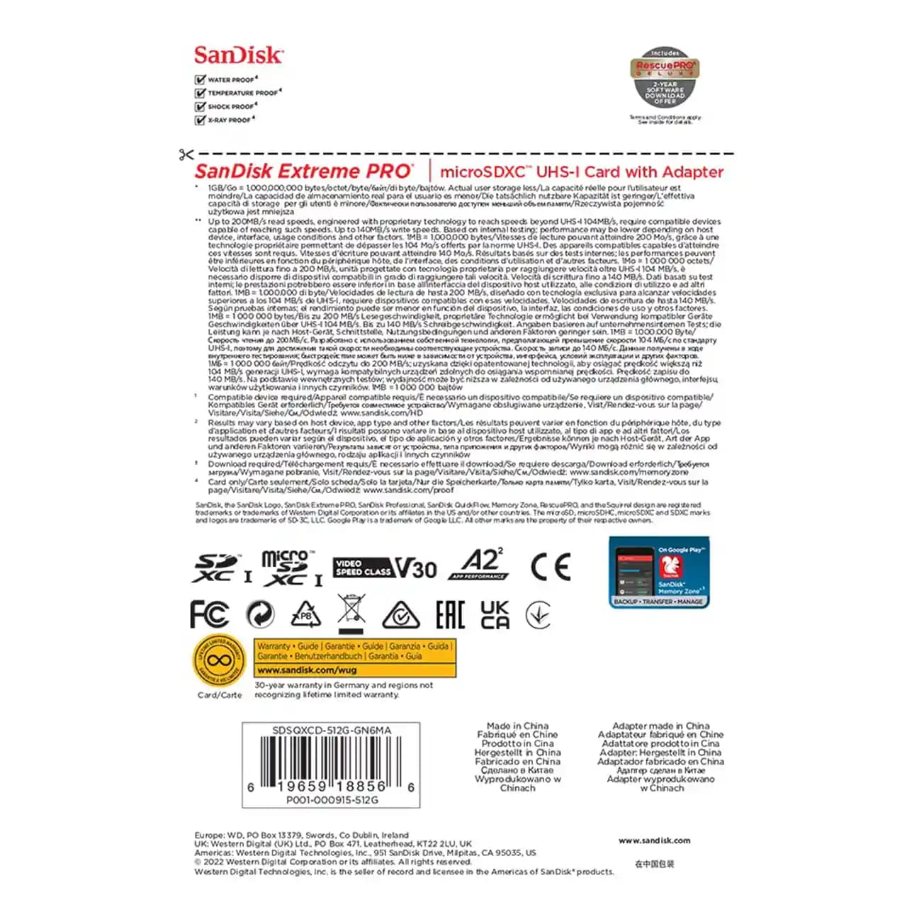 کارت حافظه MicroSDXC سن دیسک مدل Extreme PRO ظرفیت 512 گیگابایت 200MB/s — تصویر ۶
