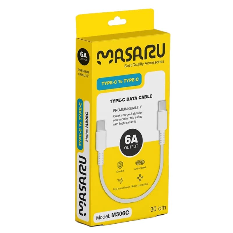 کابل شارژ فست شارژ پاوربانکی Type-C To Type-C مدل M306C از برند MASARU