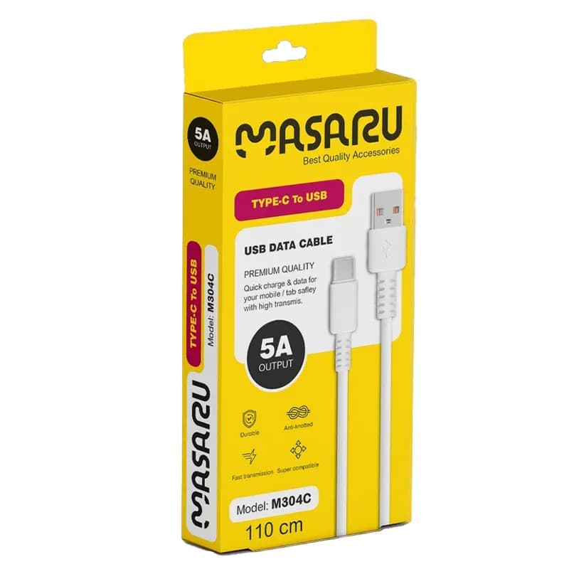 کابل شارژ فست شارژ 1.1متری Type-C To Type-C مدل M305C از برند MASARU
