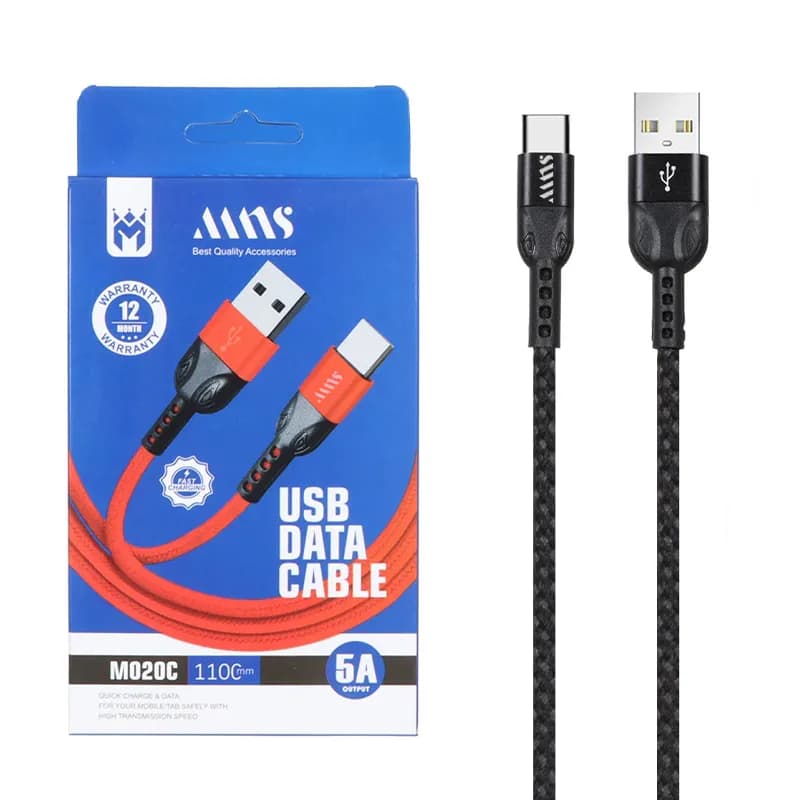 کابل شارژ کنفی فست شارژ 1.1متری Type-C مدل M020C از برند MNS