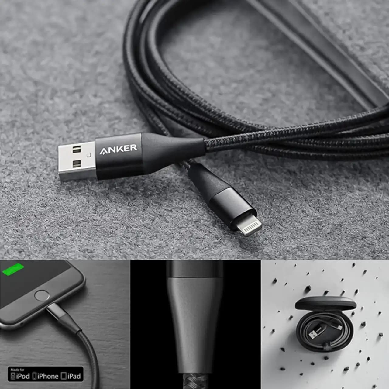 کابل تبدیل USB به لایتنینگ انکر مدل PowerLine+ II A8452 طول 90 سانتی متر — تصویر ۷