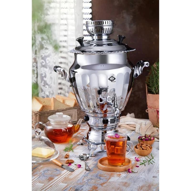 سماور گازی عالی نسب مدل نگار سیمین ظرفیت 6 لیتر — تصویر ۷