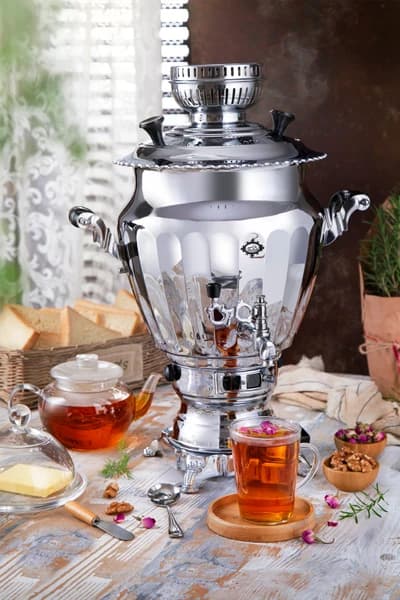 سماور گازی عالی نسب مدل نگین سیمین ظرفیت 6 لیتر — تصویر ۲