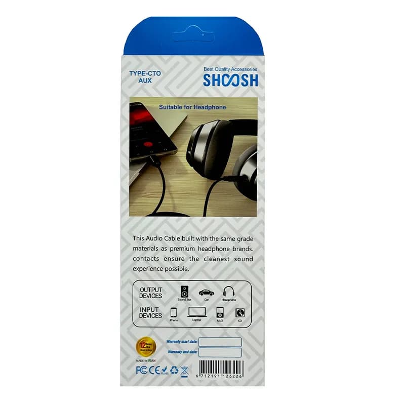کابل تبدیل تایپ سی به AUX مدل SHA14C برند SHOOSH — تصویر ۲