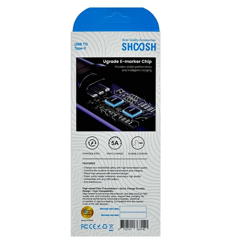کابل تایپ سی مدل+ SH140C برند SHOOSH — تصویر ۲