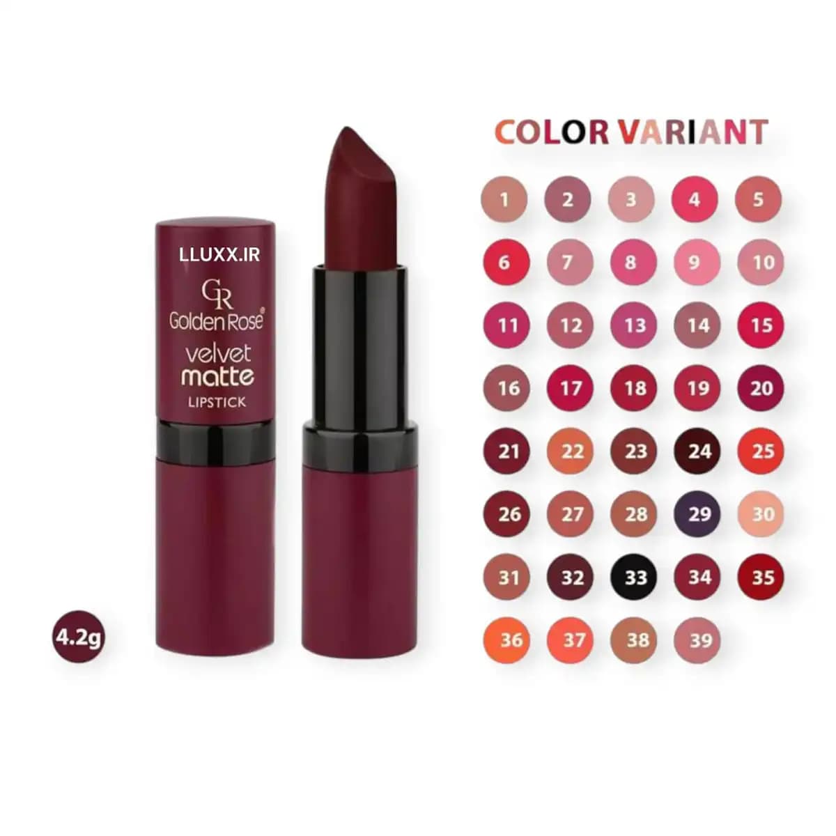 رژ لب جامد گلدن رز Velvet Matte اصل | مات و مخملی — تصویر ۳