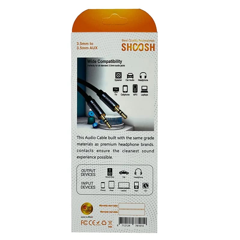 کابل شارژ AUX به AUX مدل SH-A10 برند SHOOSH — تصویر ۲