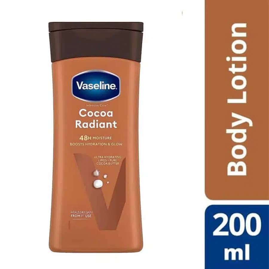 لوسیون بدن وازلین Cocoa Radiant | آبرسان قوی پوست خشک 200میل