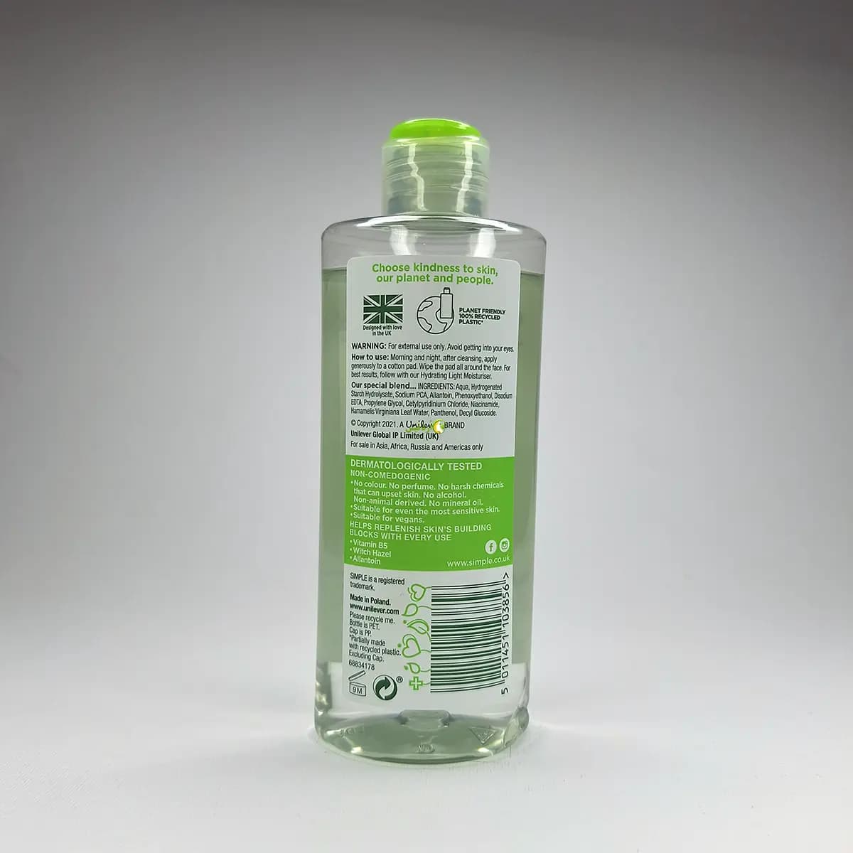 تونر تسکین‌دهنده سیمپل Kind to Skin 200 میل | بدون الکل و مناسب پوست حساس — تصویر ۲