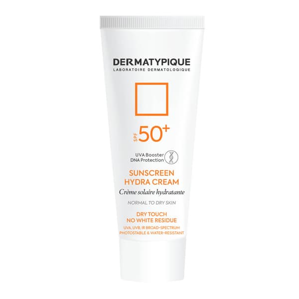 ضد آفتاب بی رنگ هیدرا درماتیپیک مناسب پوست خشک و نرمال +SPF50 حجم 50 میل