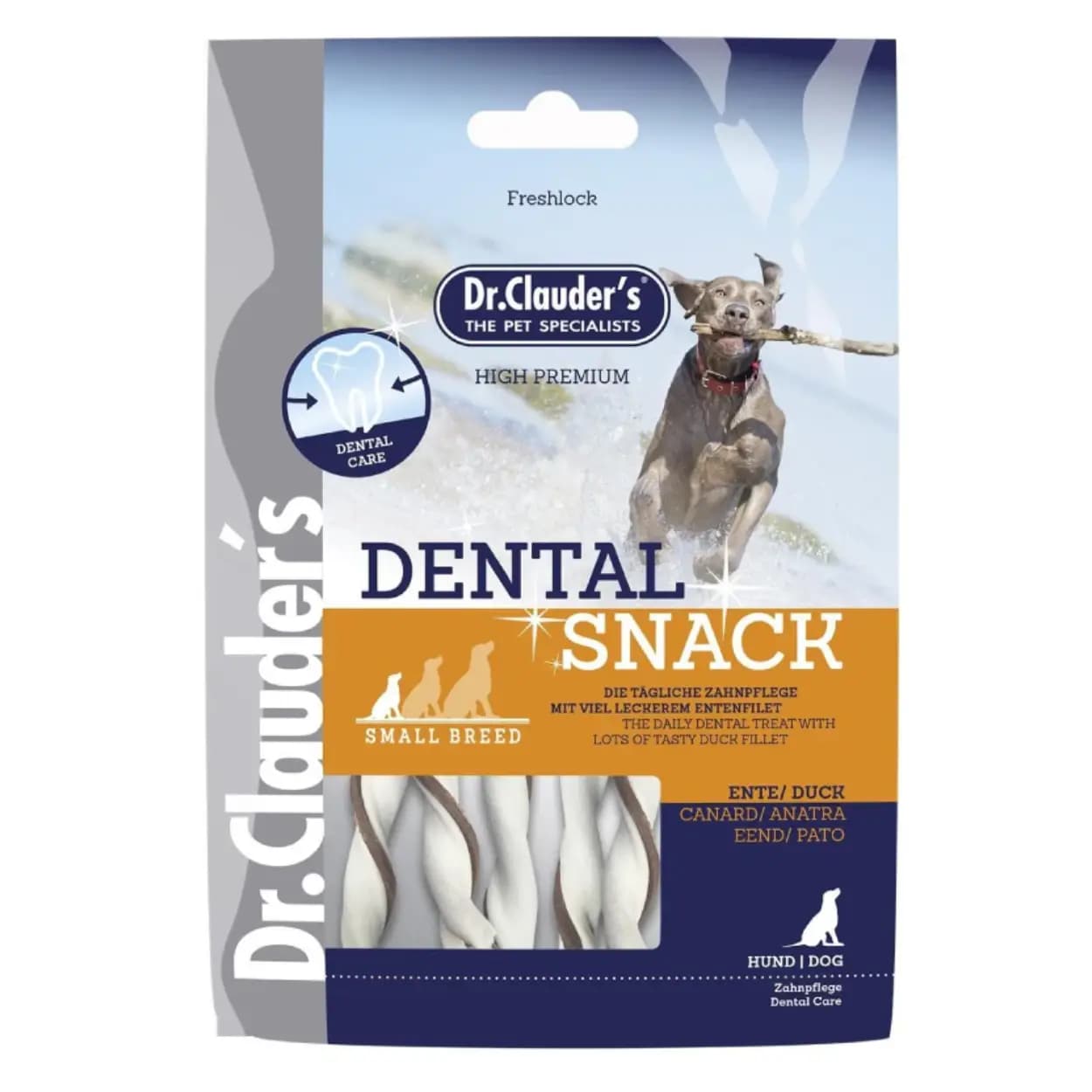 تشویقی سگ دکتر کلادرز مدل Dental Snack طعم اردک ۸۰ گرم