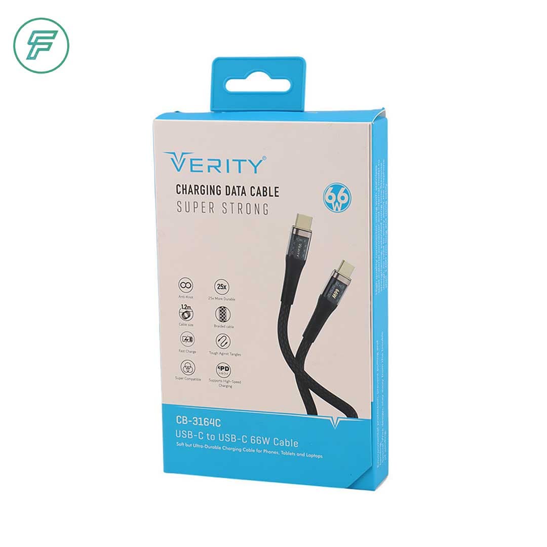 کابل دیتا و شارژ VERITY دو سر Type-C مدل 3164C — تصویر ۲