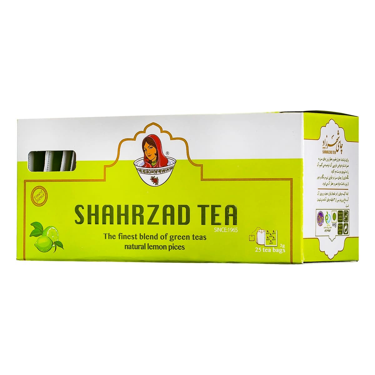 چای سبز 25 عددی لیموی کیسه ای شهرزاد