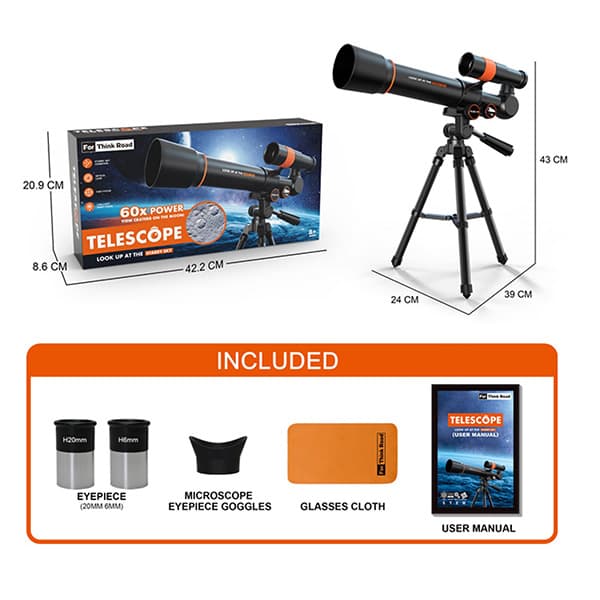 تلسکوپ نجومی 60X همراه با سهپایه و دو عدد چشمی H20mm و H6mm — تصویر ۵