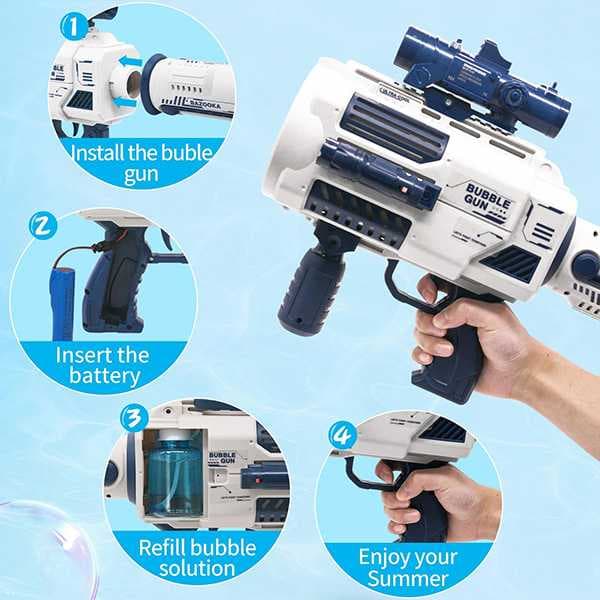 اسباب تفنگ حباب ساز اتوماتیک شارژی بازوکا 66-BUBBLE GUN 17 — تصویر ۴