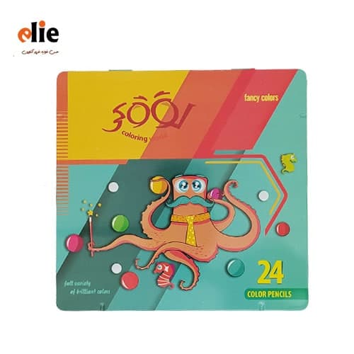 مداد رنگی 24 رنگ جعبه فلزی لوکی طرح 02