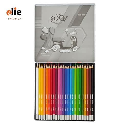 مداد رنگی 24 رنگ جعبه فلزی لوکی طرح 01 — تصویر ۳
