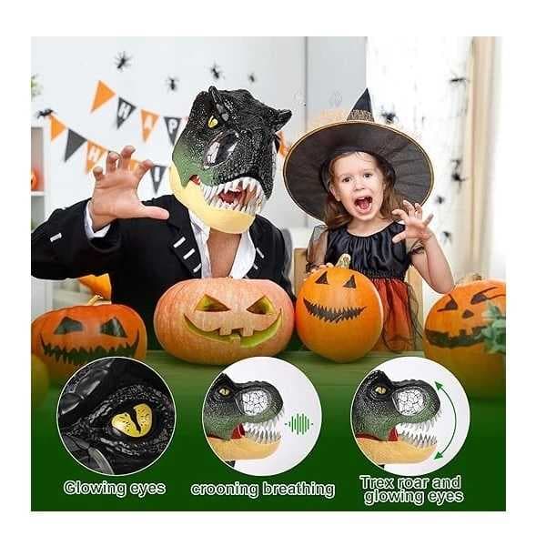 ماسک و کلاه دایناسور تی‌رکس چراغ‌دار و صدادار با فک متحرک Dinosaur Mask WS5501 — تصویر ۲