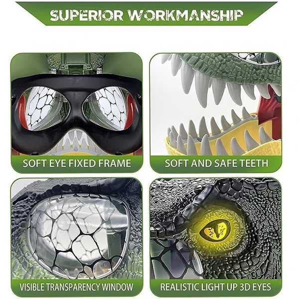 ماسک و کلاه دایناسور تی‌رکس چراغ‌دار و صدادار با فک متحرک Dinosaur Mask WS5501 — تصویر ۴