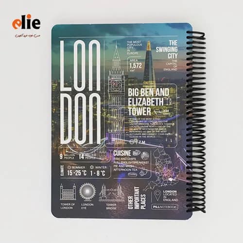 دفتر 100 برگ جلد سخت پیل طرح London