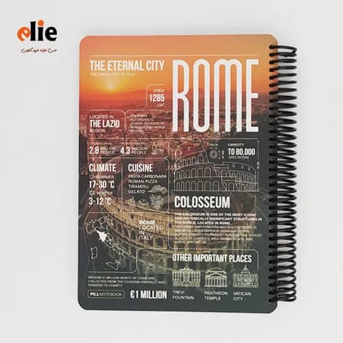 دفتر 100 برگ جلد سخت پیل طرح Rome