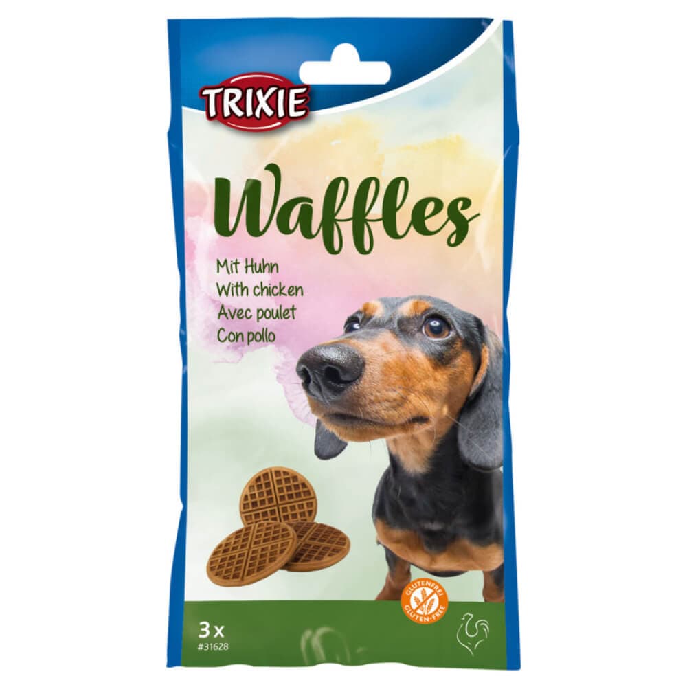 تشویقی سگ تریکسی مدل Waffles طعم مرغ وزن ۱۰۰ گرم