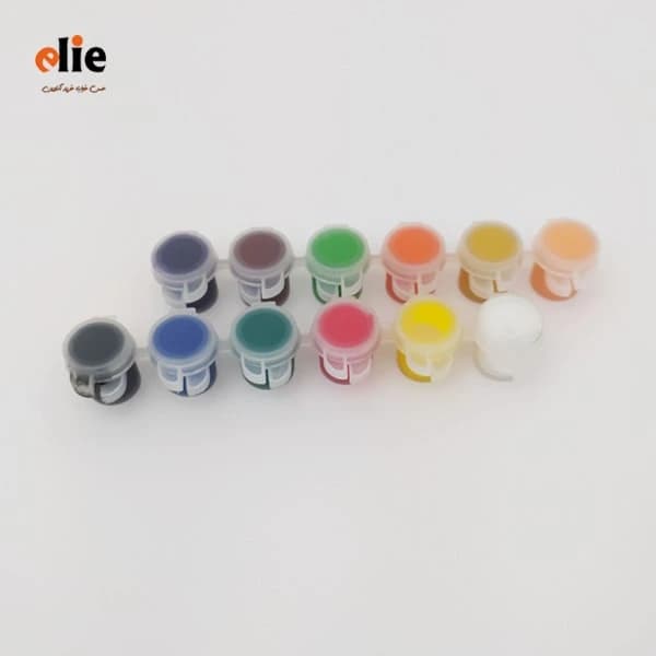 گواش 12 رنگ کوچک آریا جعبه طلقی — تصویر ۳