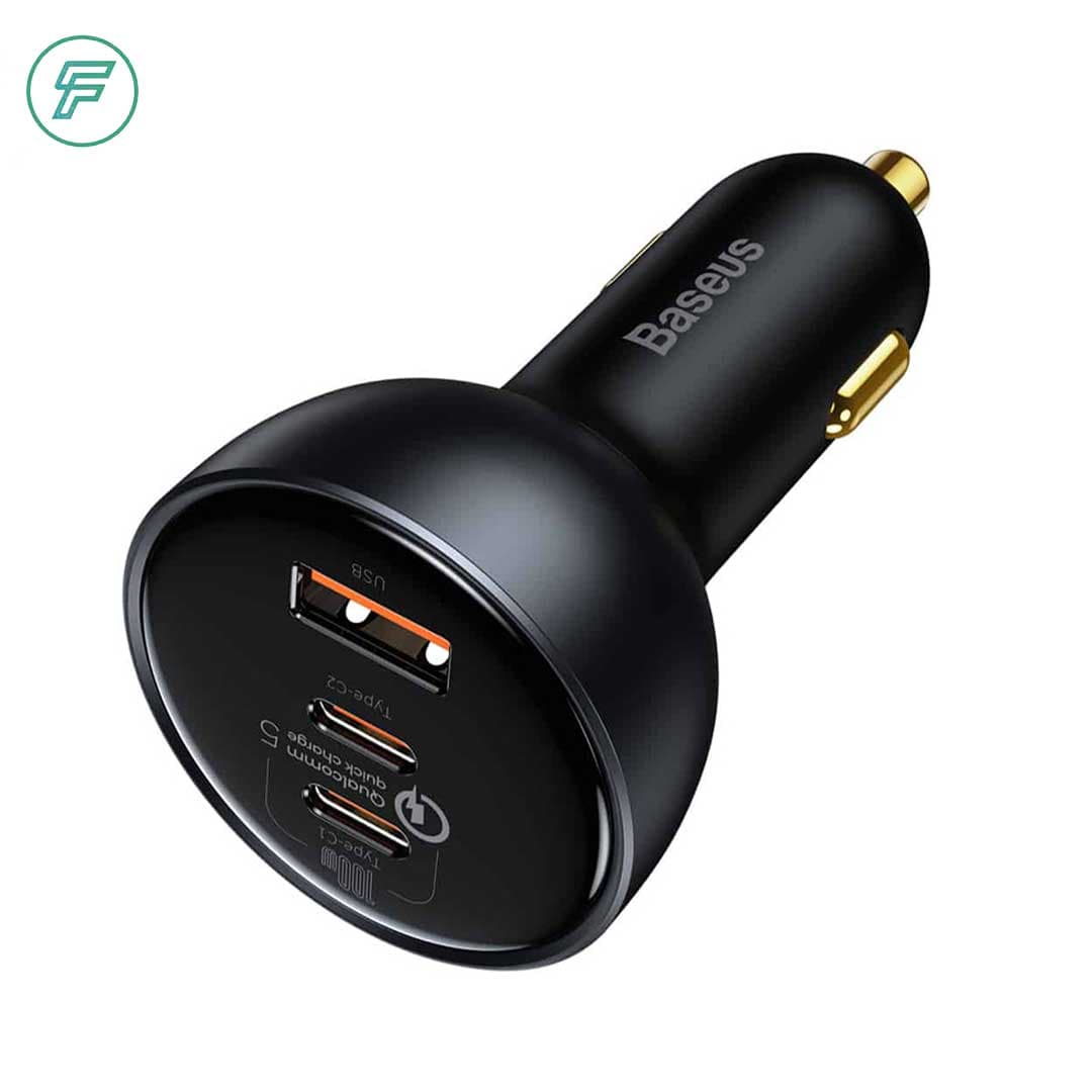 شارژر فندکی باسئوس مدل CCZX-160CO 160W به همراه کابل تبدیل Usb-c