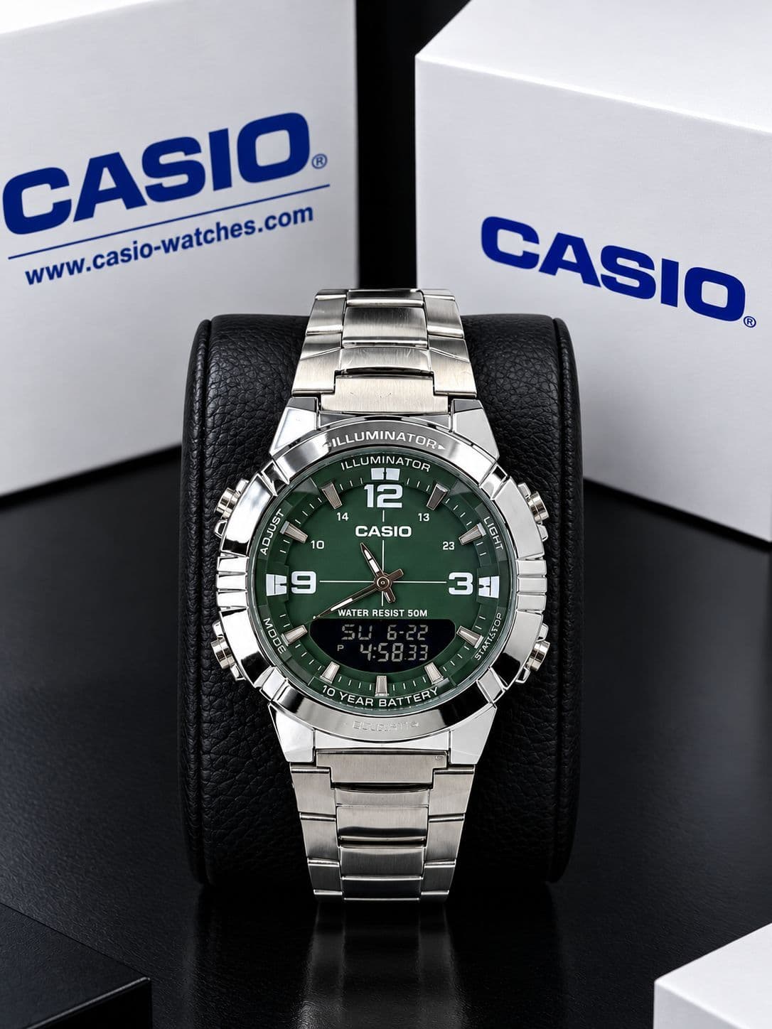 ساعت مچی مردانه کاسیو casio اورجینال مدل کد.18. AMW-870D-1AVDF درجه‌ی کیفت A++ موتور کوارتز (باتری) ضد آب درحد شستن دست ساعت جهانی، زنگ هشدار روزانه و ساعتی، نمایش تاریخ کرنومتر، 24 ساعته، تقویم خودکا