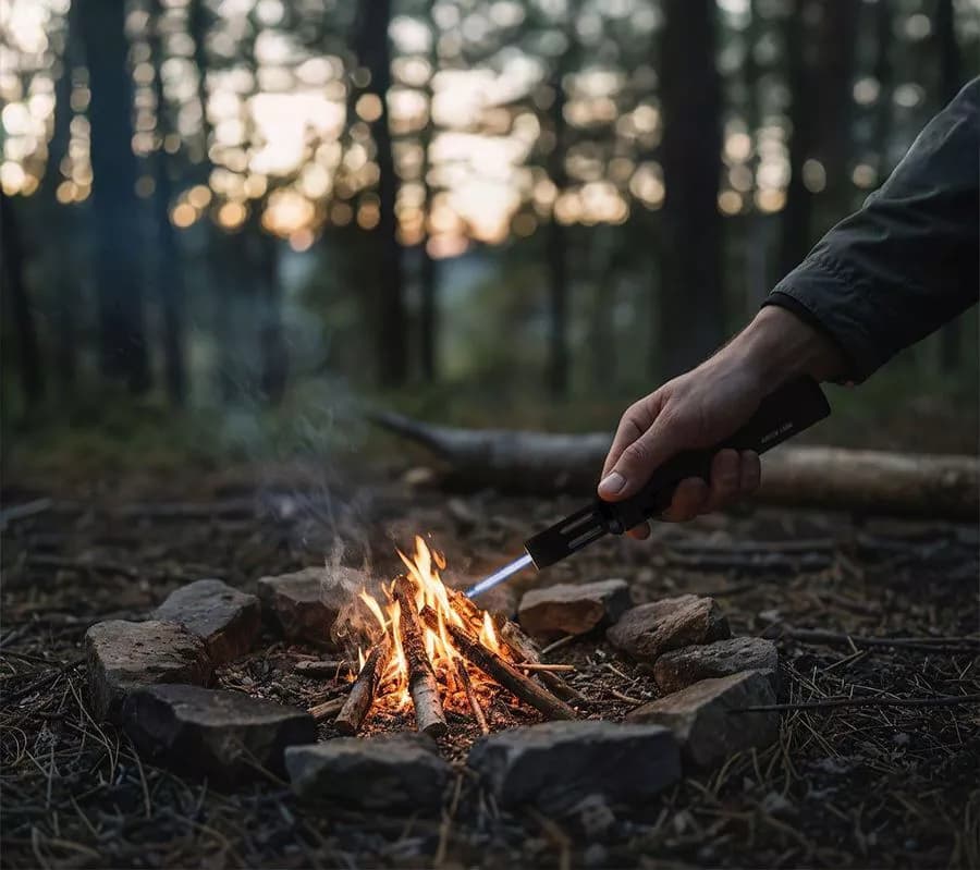 فندک مشعلی ضد باد گرین لاین مدل Storm Lighter X | دمای شعله ۱۳۰۰ درجه، گاز بوتان قابل شارژ مجدد، طول شعله قابل تنظیم تا ۵ سانتی‌متر، بدنه فولاد و آلومینیوم – مقاوم در برابر باد — تصویر ۳