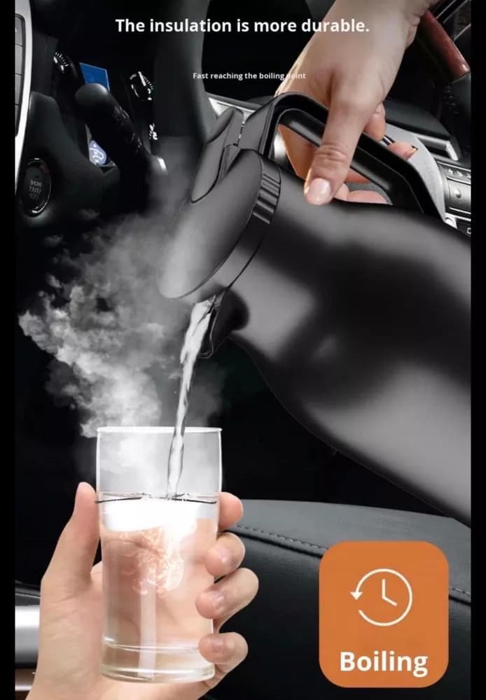 فلاسک فندکی مخصوص خودرو | کتری برقی فندکی با داخل استیل و قابلیت آب‌پز کردن تخم‌مرغ | نوشیدنی گرم همیشه همراهت