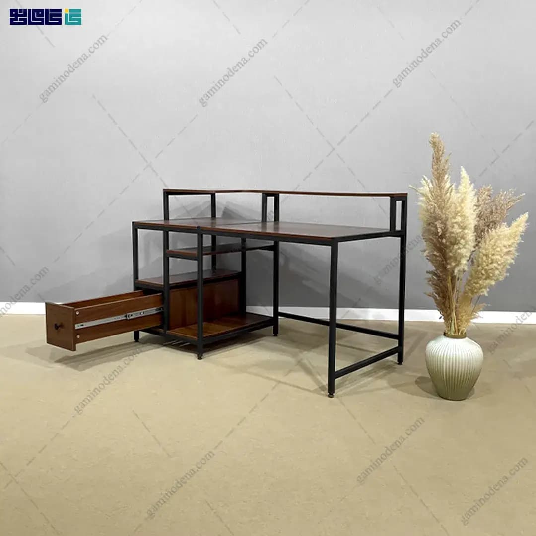 میز کامپیوتر چوب و فلز دیاموند — تصویر ۳