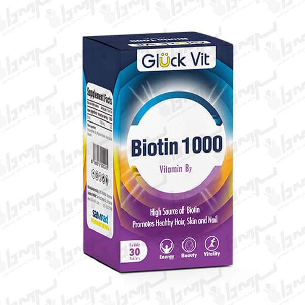 قرص بیوتین 1000 میکروگرم گلوک ویت 30 عدد — تصویر ۲