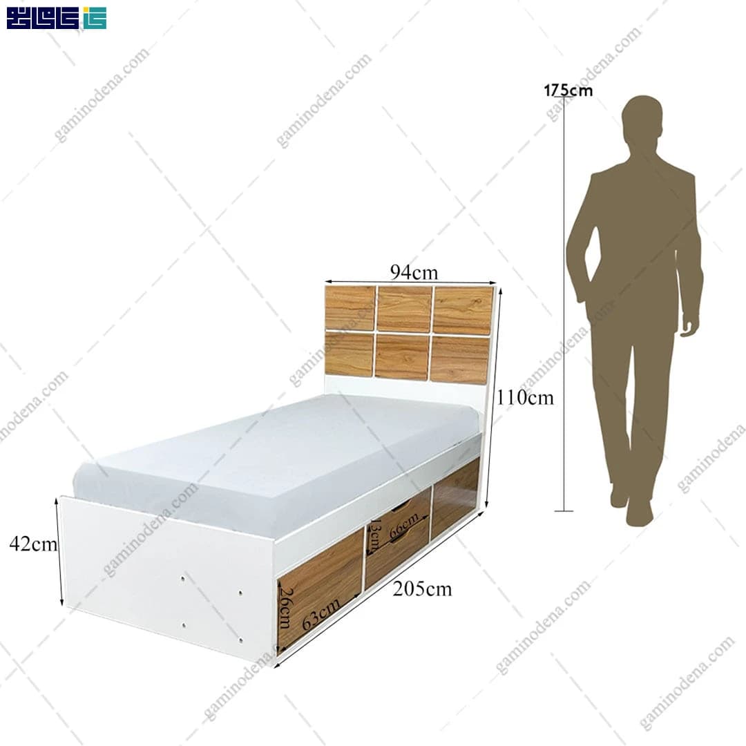 تخت خواب ام دی اف کشودار فدک 120 — تصویر ۶
