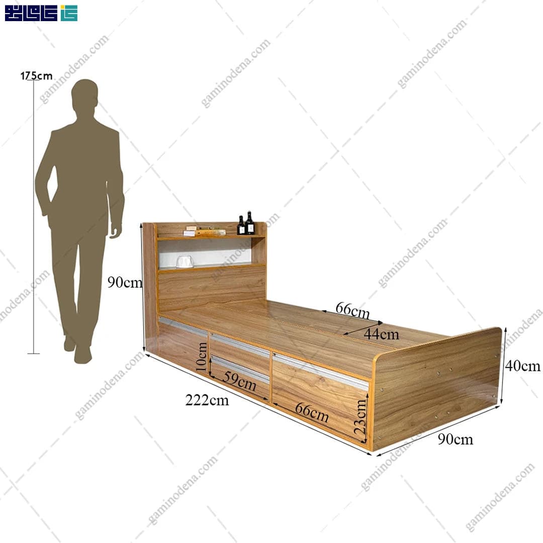 تخت خواب باکس دار و کشویی رویال یک نفره — تصویر ۷